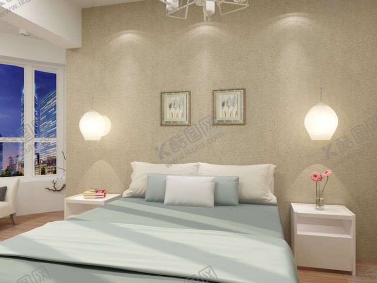 编号：59630204030753545566【酷图网】源文件下载-简约温馨卧室室内场景