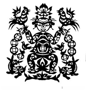剪纸民俗青花装饰装饰图案