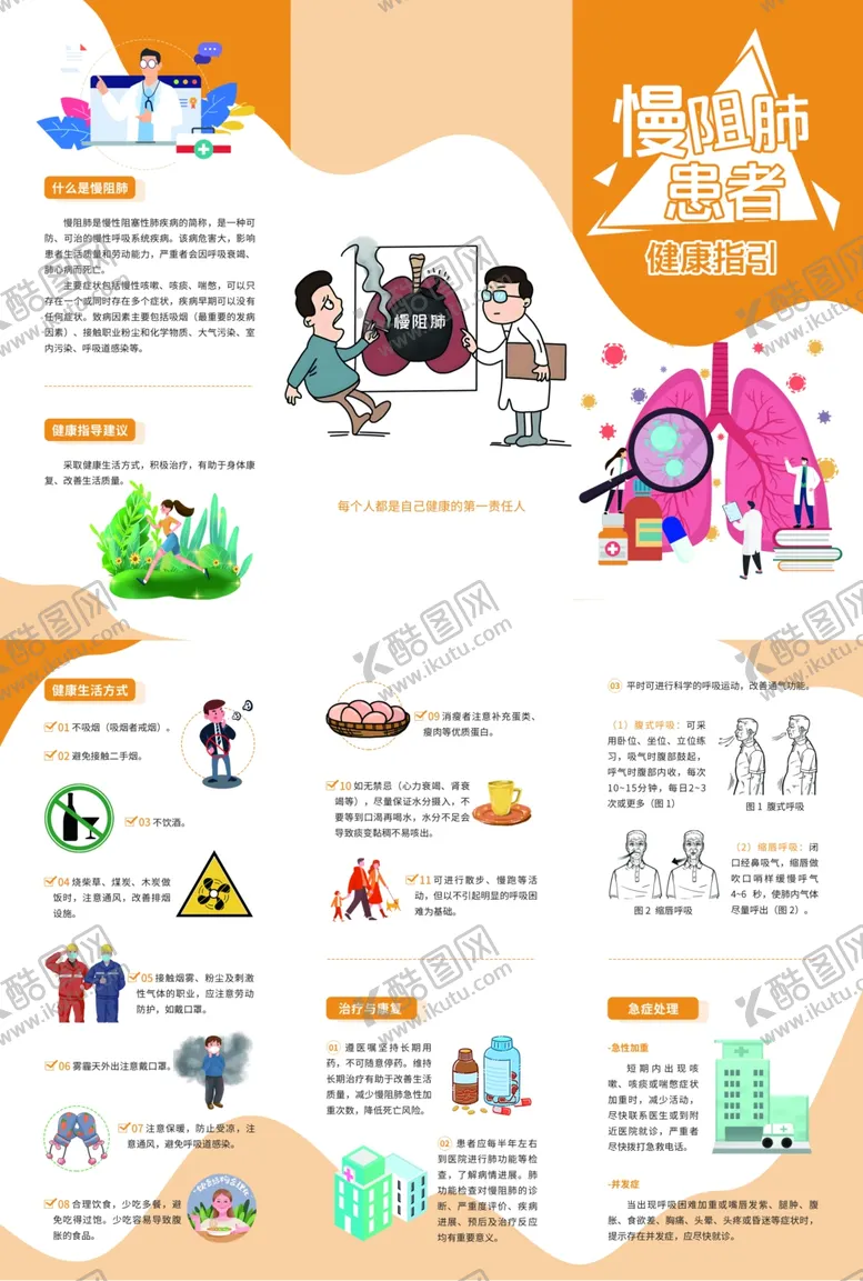 编号：93595701251603077265【酷图网】源文件下载-慢阻肺患者健康教育三折页