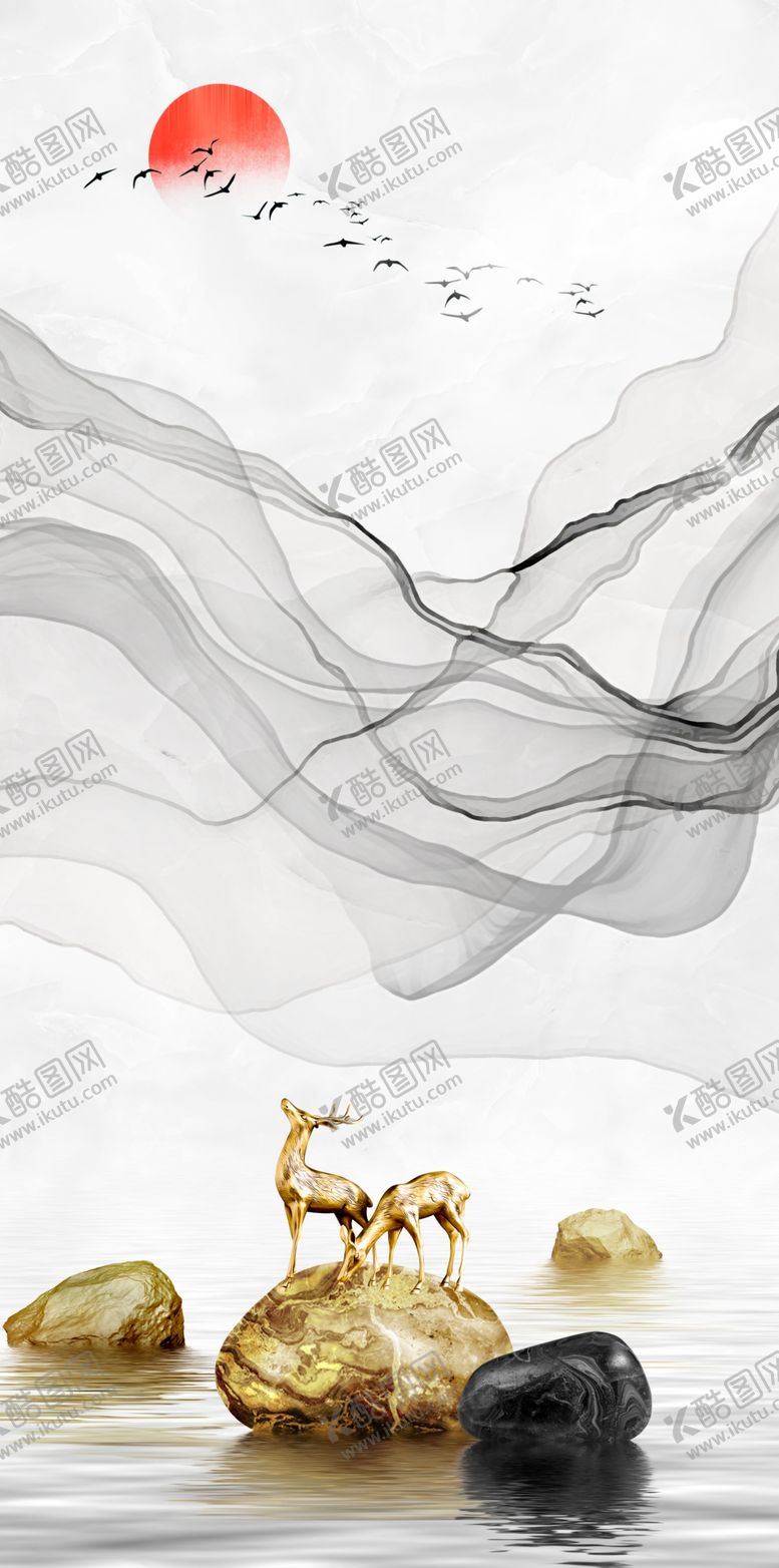 编号：22798810290710272630【酷图网】源文件下载-石来运转山水玄关画