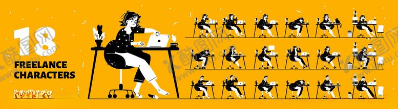 编号：44433411171915374134【酷图网】源文件下载-办公室工作者插画