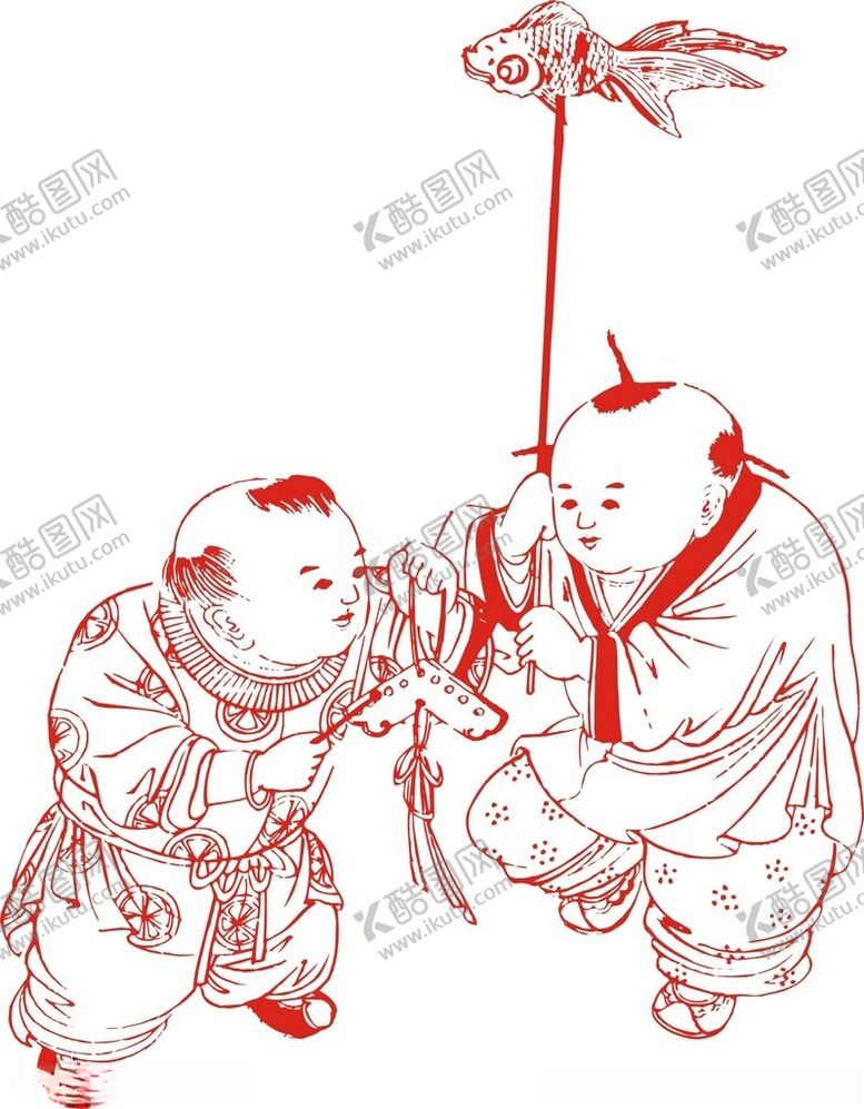 编号：55554402102154135945【酷图网】源文件下载-矢量孩童窗花