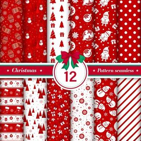 圣诞主题红色系图案集合