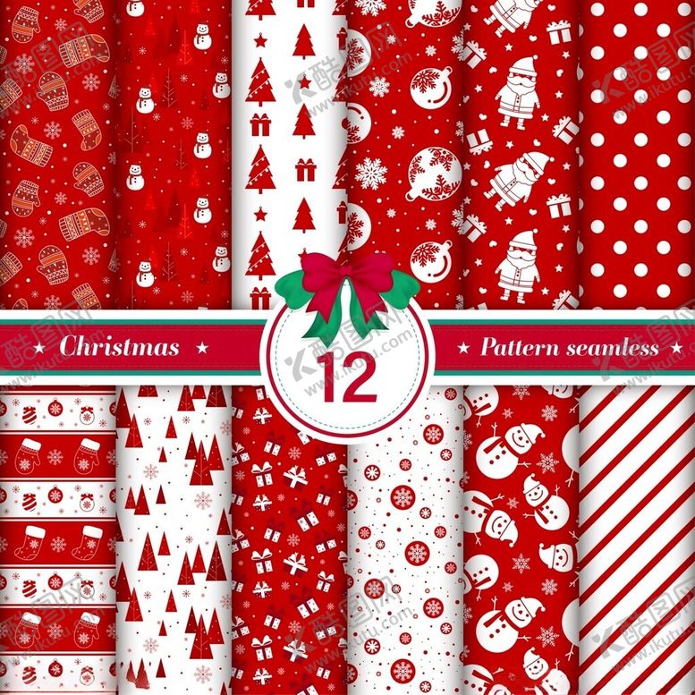 编号：51943304020326439496【酷图网】源文件下载-圣诞主题红色系图案集合