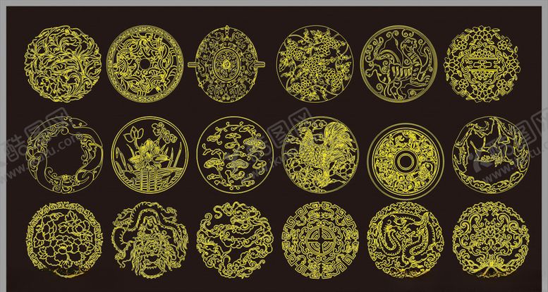 编号：23734310020523252854【酷图网】源文件下载-花纹图案传统图案圆形花纹