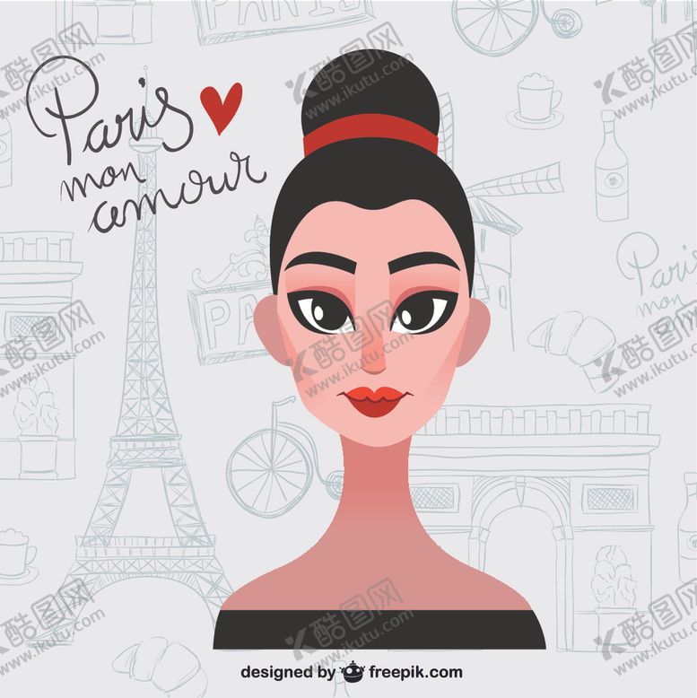 编号：82163109210958123092【酷图网】源文件下载-丸子头女郎矢量