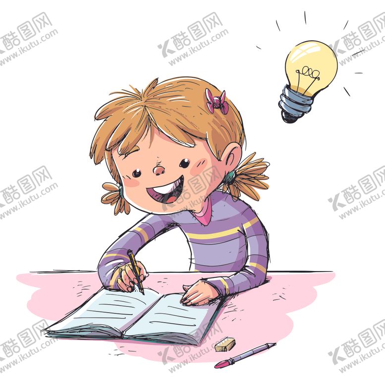 编号：92174909240815532737【酷图网】源文件下载-写作业的女孩