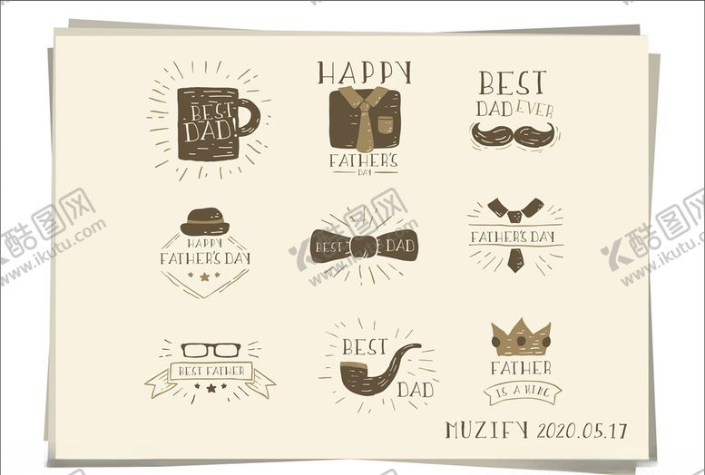 编号：65001510251447323670【酷图网】源文件下载-9款入手绘父亲节图标设计