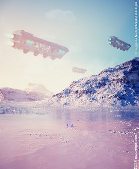 C4D模型雪山冰冻的湖面
