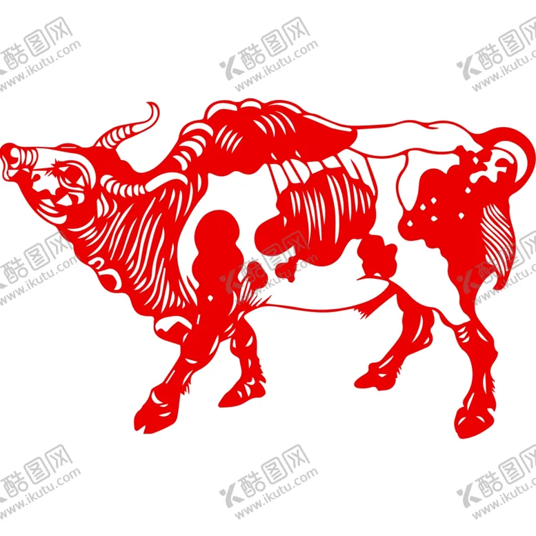 编号：52536605041450216649【酷图网】源文件下载-生肖牛剪纸