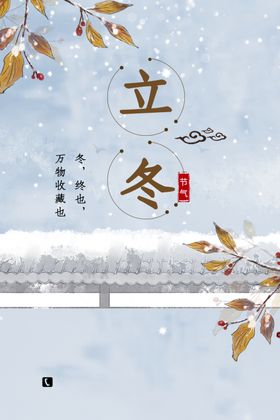 立冬大气山河雪景海报