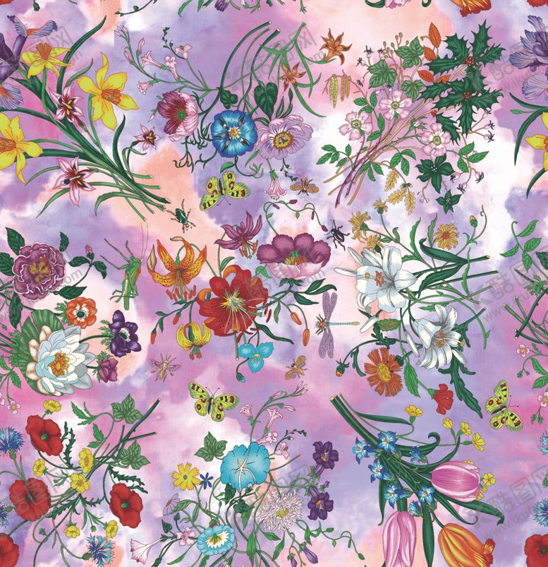 编号：69241709290407455477【酷图网】源文件下载-大牌花卉扎染