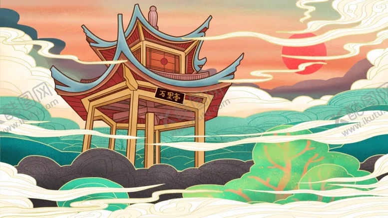 编号：91762703131127246523【酷图网】源文件下载-亭子风景插画
