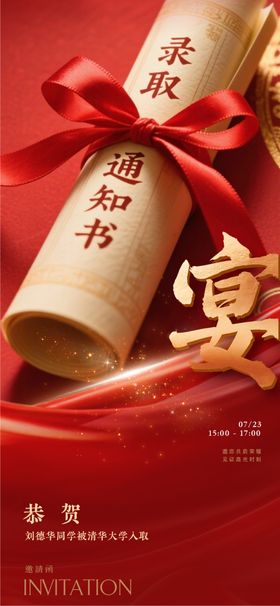 升学宴谢师宴宴会酒席邀请函海报