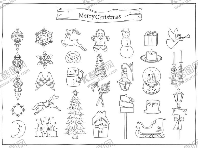 编号：82765210042247471959【酷图网】源文件下载-手绘圣诞元素图案集合