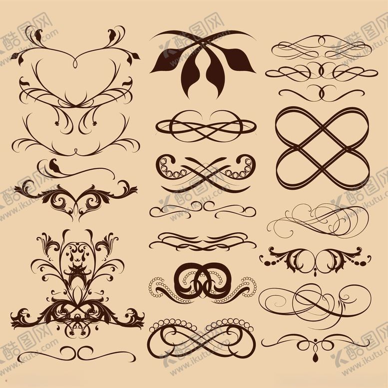 编号：45533111191231206850【酷图网】源文件下载-复古装饰性花纹设计元素