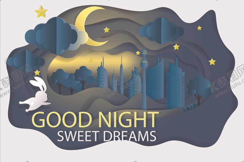 编号：71477609191808274474【酷图网】源文件下载-剪纸风格夜晚