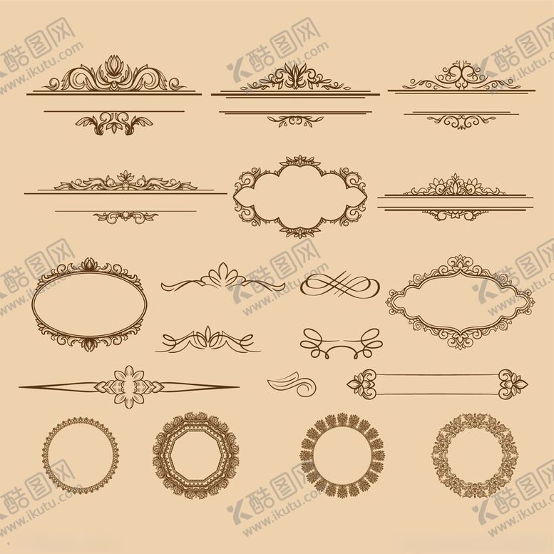 编号：44366701042323406027【酷图网】源文件下载-复古装饰边框设计元素