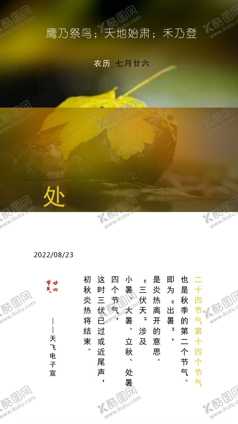 编号：40942301280505382350【酷图网】源文件下载-二十四节气14处暑