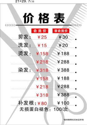 编号：58164009231745263509【酷图网】源文件下载-美发店价目表