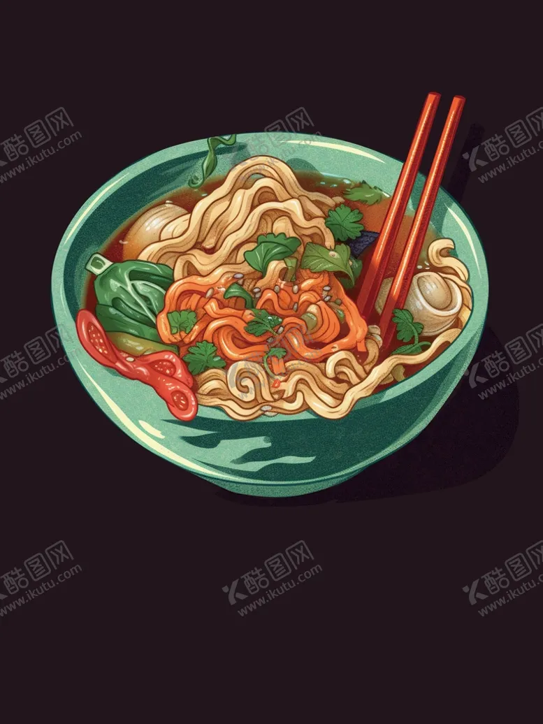 编号：15396209122231155308【酷图网】源文件下载-美味的国潮面条美食插画美食