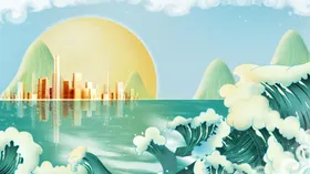 中国风展板背景水墨舞台时尚淡雅古典晚会
