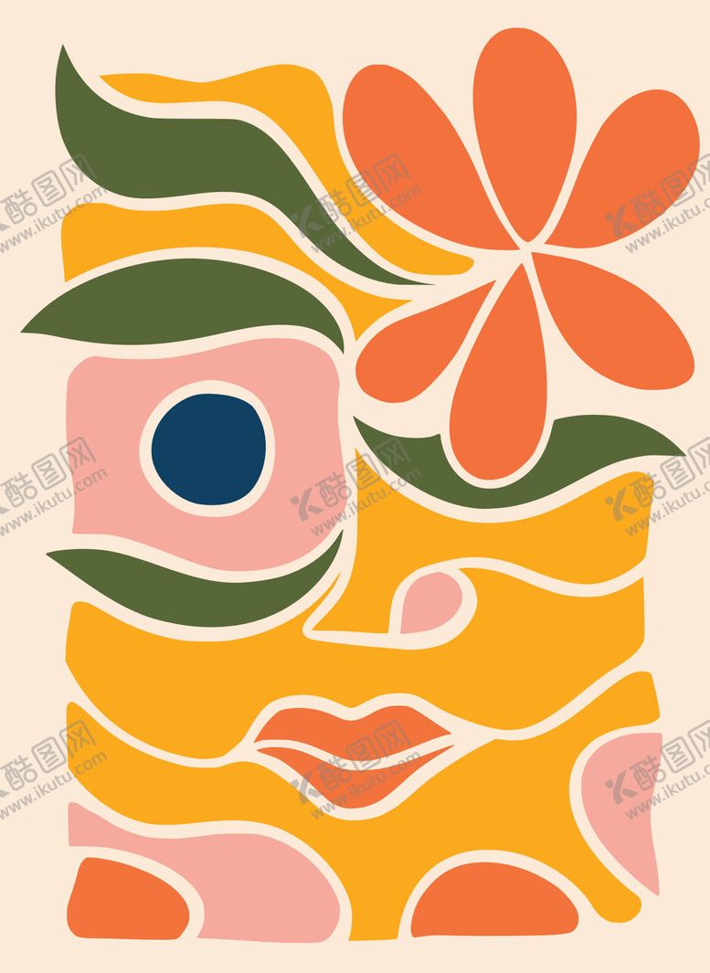 编号：44707309081420229281【酷图网】源文件下载-抽象艺术风格的脸部花卉图案
