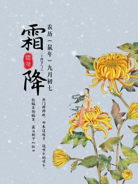 霜降节气中国风海报简约