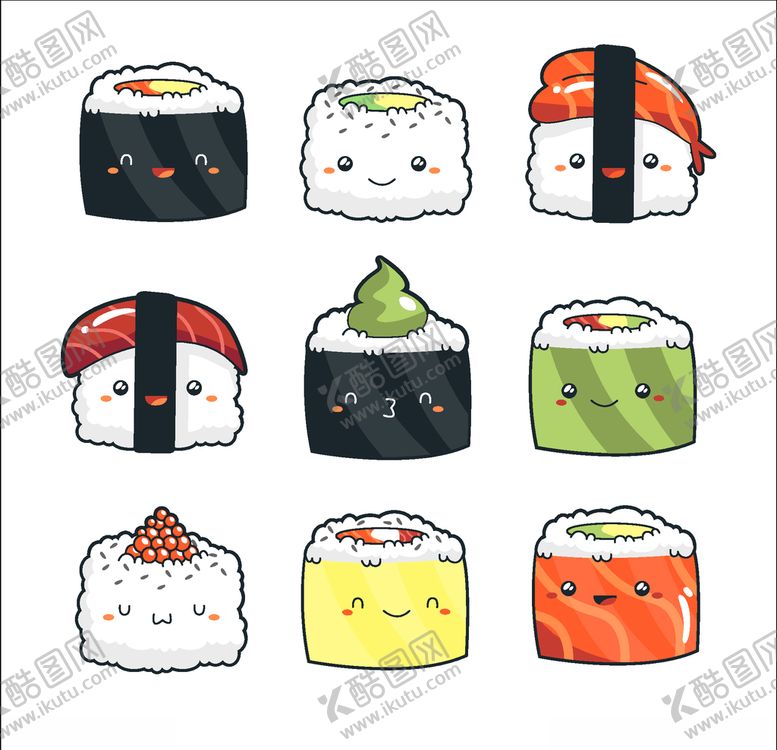 编号：31568210281654587122【酷图网】源文件下载-可爱寿司