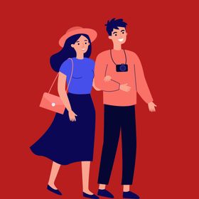 手绘情侣恋人卡通爱男女