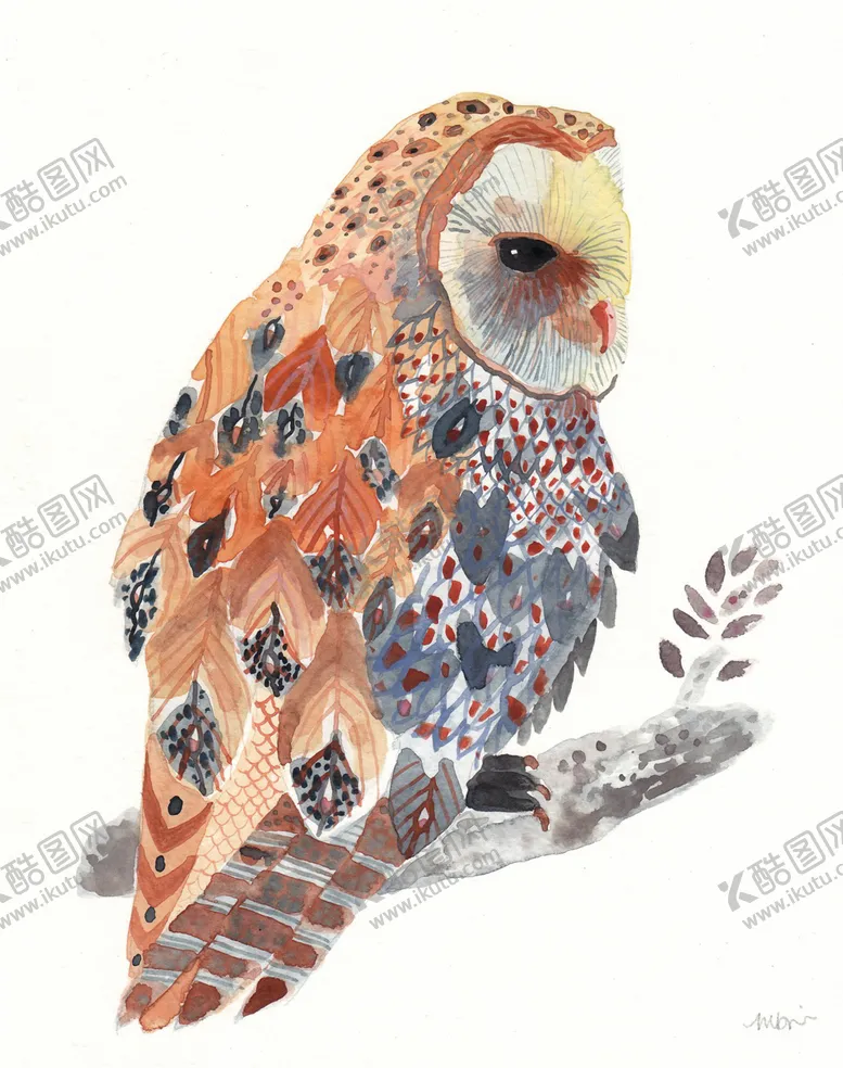 编号：24189706261140381216【酷图网】源文件下载-水彩猫头鹰