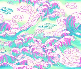 大牌海浪印花