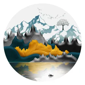 新中式抽象山水圆形装饰画