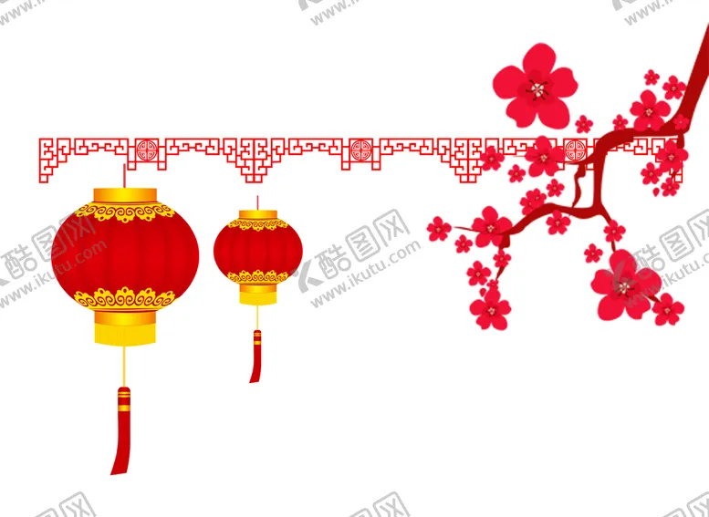 编号：72480904262024472192【酷图网】源文件下载-中国风灯笼梅花元素PNG