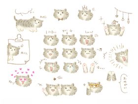 可爱卡通png猫咪图案印花素材