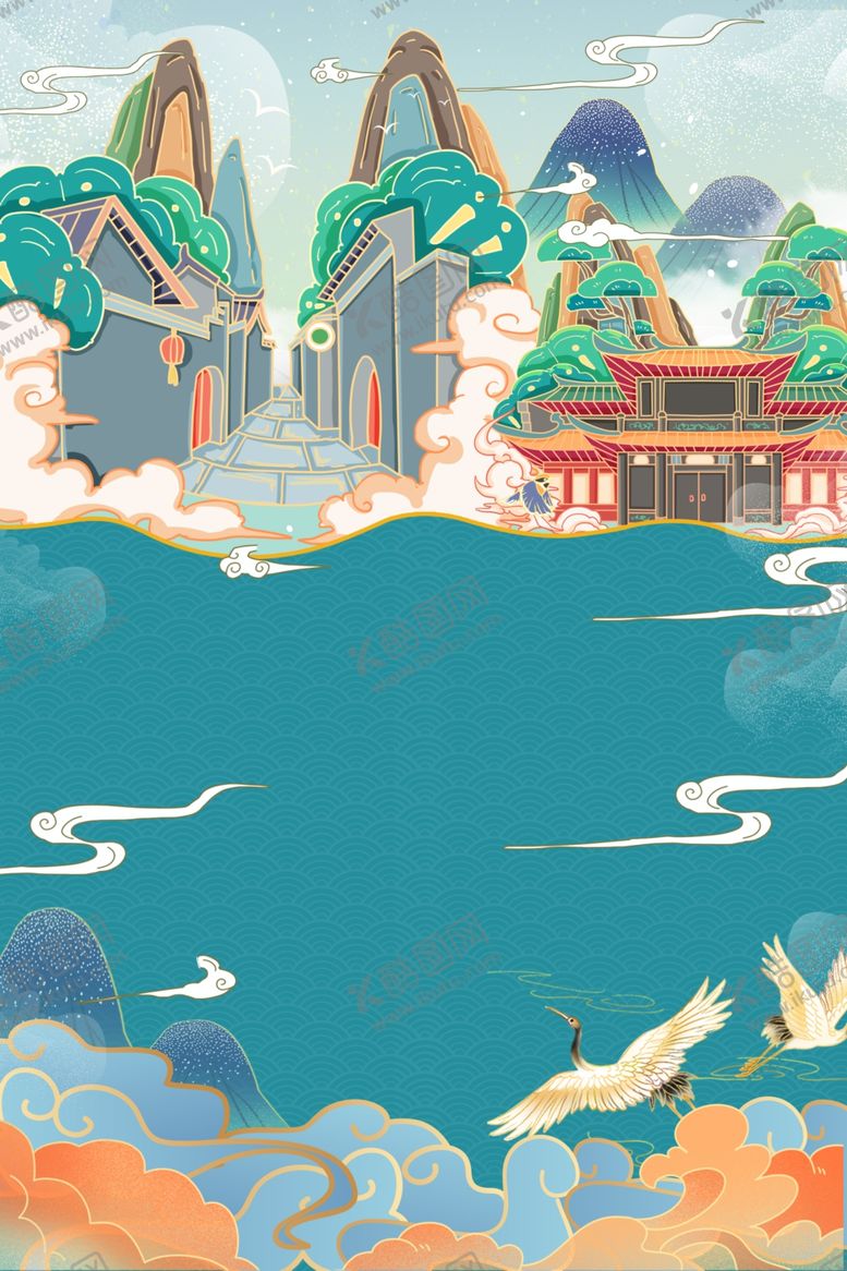 编号：85325207031549299928【酷图网】源文件下载-国潮手绘背景