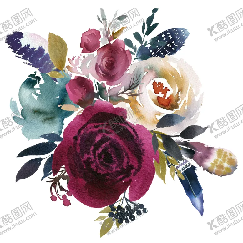 编号：34053001170227038508【酷图网】源文件下载-水彩花卉 