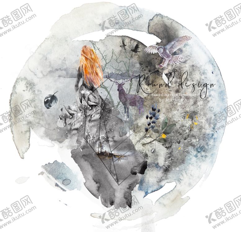 编号：91498407030840026515【酷图网】源文件下载-梦幻水彩绘画装饰图案