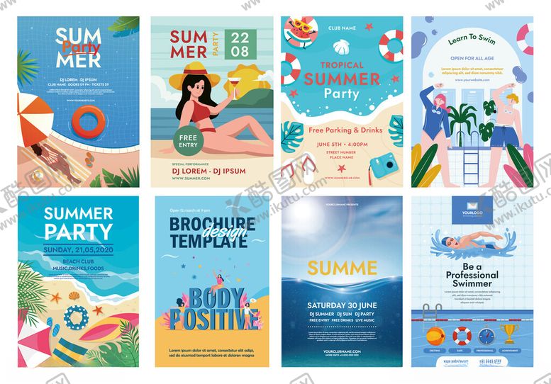 编号：88955704030522295305【酷图网】源文件下载-夏日派对宣传海报集合