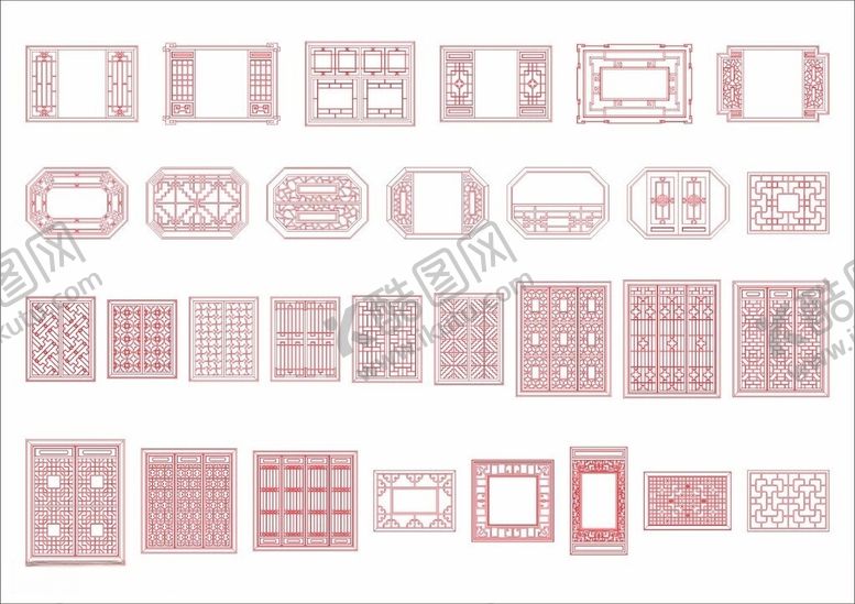 编号：52622306121623531572【酷图网】源文件下载-中式雕花窗花矢量图