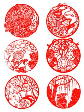 中国风节日剪纸画