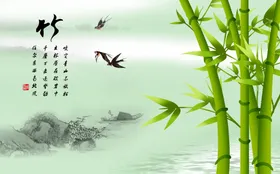竹子水墨图走廊画新中式装饰画