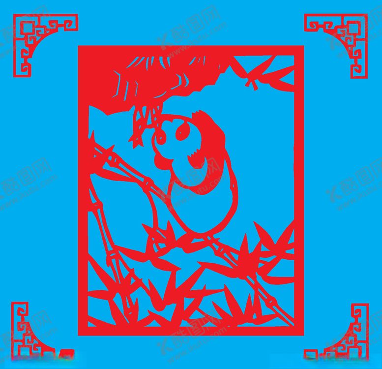 编号：99330210271319225336【酷图网】源文件下载-熊猫剪纸