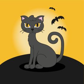 万圣节猫咪元素黑卡通卡通