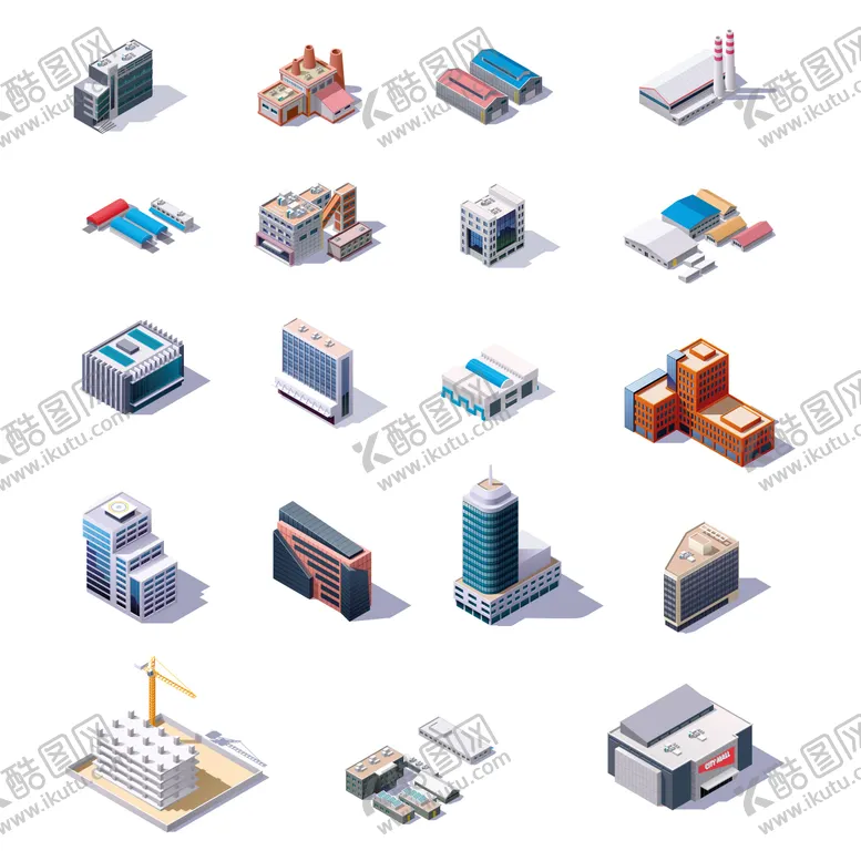 编号：69281308131158575914【酷图网】源文件下载-矢量立体3d等距建筑