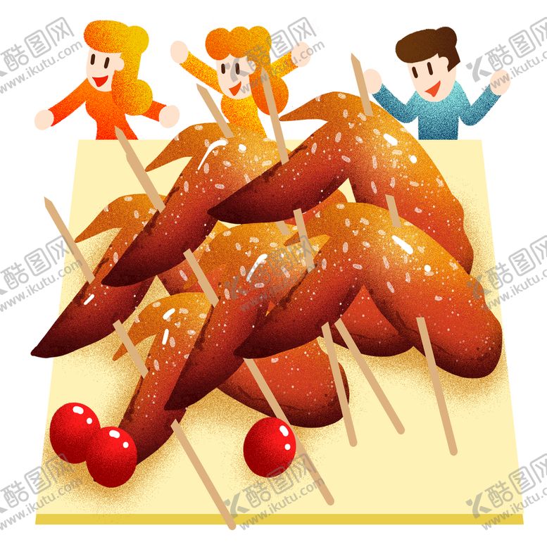 编号：78025310012221082687【酷图网】源文件下载-烤鸡翅插画