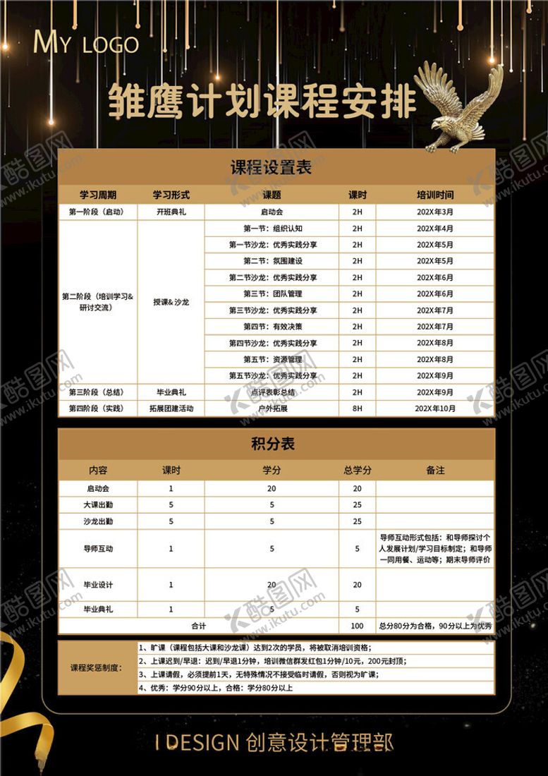 编号：37804602161513101998【酷图网】源文件下载-黑金雏鹰培训计划课程安排表