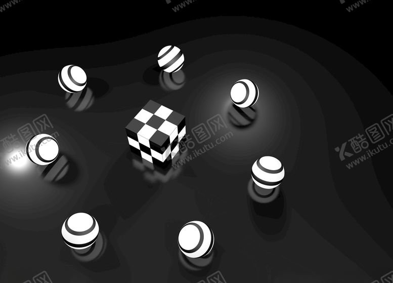 编号：99283609260421335612【酷图网】源文件下载-黑白魔方立方体圆球