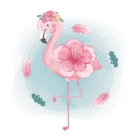 粉色手绘火烈鸟矢量素材