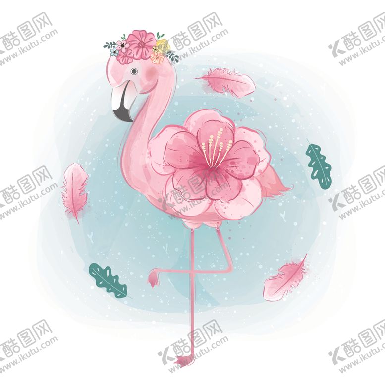 编号：78119609151218381711【酷图网】源文件下载-粉色手绘火烈鸟矢量素材
